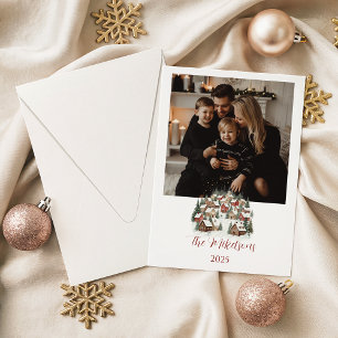 Persoonlijke Vintage Kerststad Feestdagenkaart
