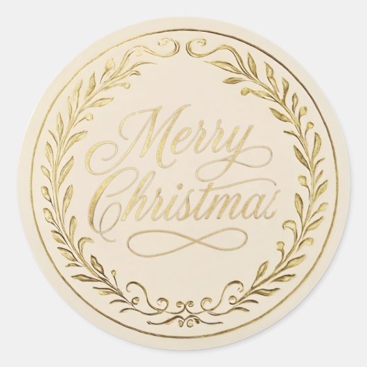 Persoonlijke Vintage Kerststickers | Goud Ronde Sticker (Voorkant)