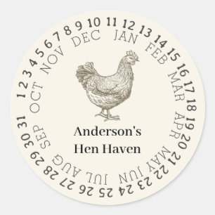Persoonlijke vintage kippenboerderij ronde sticker