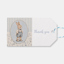 Persoonlijke vintage konijn jongen bedankkaartjes cadeaulabel