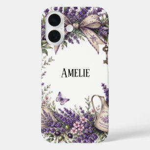 persoonlijke vintage lavendel krans Iphone 16 hoes