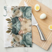 Persoonlijke Vintage Lentetuin met Rozen Theedoek (Quarter Fold)