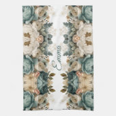 Persoonlijke Vintage Lentetuin met Rozen Theedoek (Verticaal)