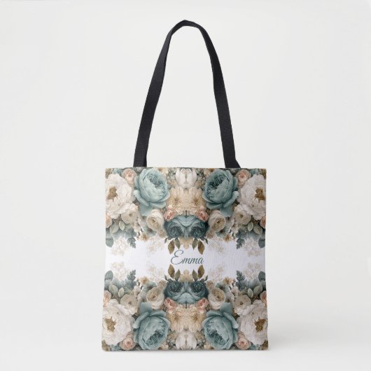 Persoonlijke Vintage Lentetuin met Rozen Tote Bag (Voorkant)