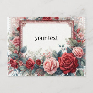 persoonlijke vintage lijst rozen ansichtkaart briefkaart