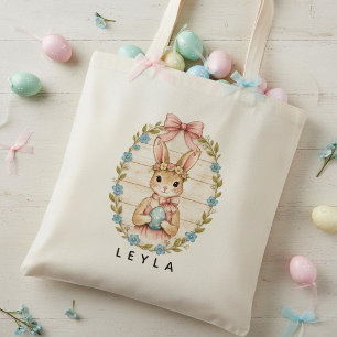 Persoonlijke Vintage Paashaas Pastel Shopper Tas
