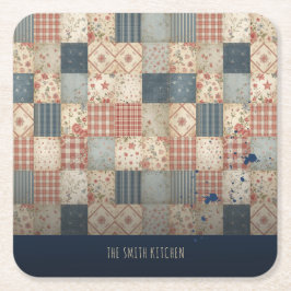 Persoonlijke Vintage Patchwork Familie Keuken Kartonnen Onderzetters