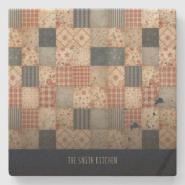 Persoonlijke Vintage Patchwork Familie Keuken Stenen Onderzetter