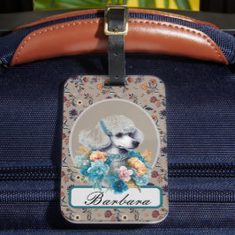 Persoonlijke Vintage Poodle Bagagelabel
