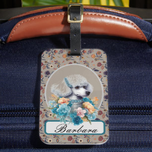 Persoonlijke Vintage Poodle Bagagelabel