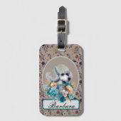 Persoonlijke Vintage Poodle Bagagelabel (Voorkant (verticaal))