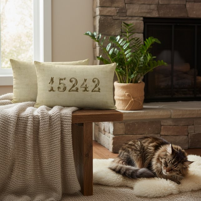 Persoonlijke vintage postcode decoratie kussen (Make your own zip code lumbar pillow!)