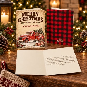 Persoonlijke Vintage Rode Truck Kerstkaart Kaart