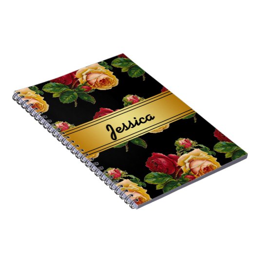 Persoonlijke Vintage Rustieke Bloem Notitieboek (Rechterzijde)