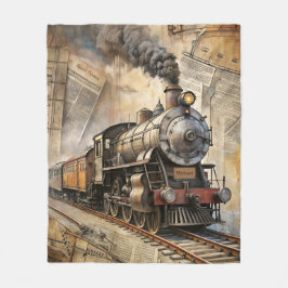 Persoonlijke vintage stoomtrein retro reis fleece deken