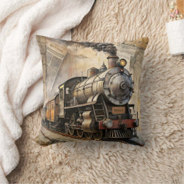 Persoonlijke vintage stoomtrein retro reis kussen