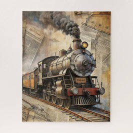 Persoonlijke vintage stoomtrein retro reis legpuzzel