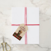 Persoonlijke vintage teddybeer kerstsok cadeaulabel (Met Touw)