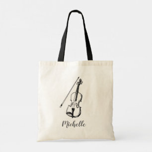 Persoonlijke vintage viool muziek tote bag