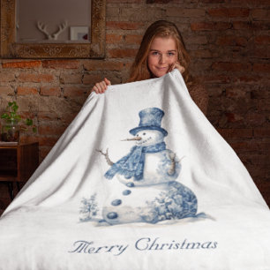 Persoonlijke vintage waterverf-sneeuwman Delft Bla Fleece Deken