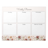Persoonlijke Vintage Wilde Bloem Weekplanner Notitieblok (Voorkant)