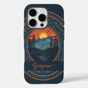 Persoonlijke Vintage Wilderness Zonsondergang Dot iPhone 16 Pro Hoesje
