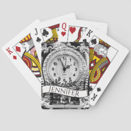 Persoonlijke Vintage Zilveren Klok Gotisch Pokerkaarten