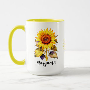 Persoonlijke Vintage Zonnebloem Mok Met Mooie Naam