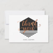 Persoonlijke vintage zwart & goud platte bedankkaa bedankkaart (Voorkant)