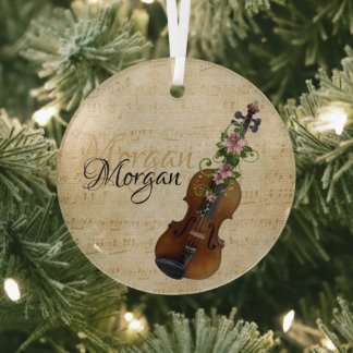 Persoonlijke viool Kerstmis Glas Ornament