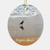 Persoonlijke Virginia Beach ~ Seagull, Sand, Ocean Keramisch Ornament (Links)