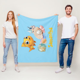 Persoonlijke Visdeken | Aangepaste Naam Oceaan Fleece Deken