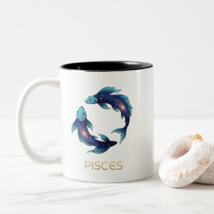 "Persoonlijke Vissen Zodiac teken Naam en eigensch Tweekleurige Koffiemok