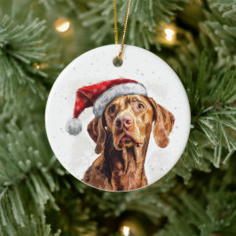 Persoonlijke Vizsla-hond Kerstmis Keramisch Ornament