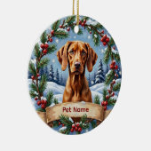 Persoonlijke Vizsla Kerstmis Keramisch Ornament (Rechts)