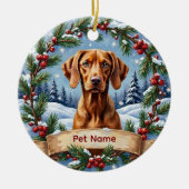 Persoonlijke Vizsla Kerstmis Keramisch Ornament (Voorkant)