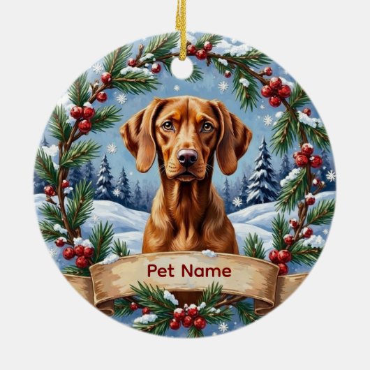 Persoonlijke Vizsla Kerstmis Keramisch Ornament (Achterkant)