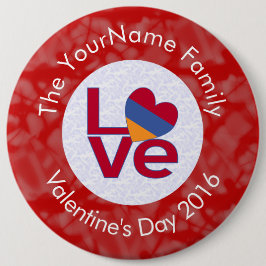 Persoonlijke vlag met Armeense rode letters LOVE Ronde Button 6,0 Cm