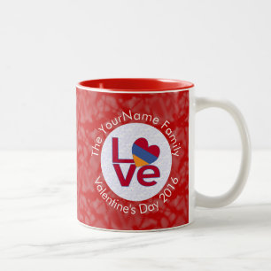 Persoonlijke vlag met Armeense rode letters LOVE Tweekleurige Koffiemok