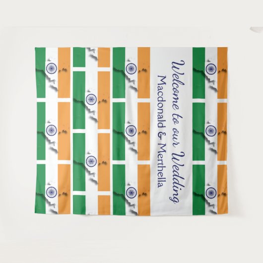 Persoonlijke vlag van India Wandkleed (Voorkant (horizontaal))