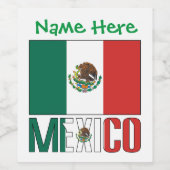 Persoonlijke vlag van Mexico Wijn Etiket (Enkel label)