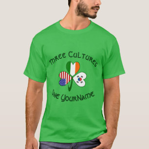 Persoonlijke vlag van Zuid-Korea Ierland VS Shamro T-shirt