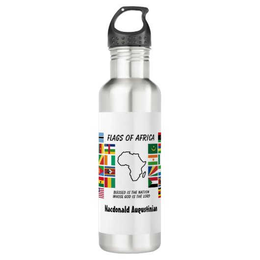 Persoonlijke VLAGGEN VAN AFRIKA White Waterfles (Voorkant)