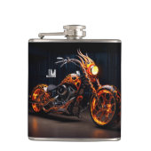 Persoonlijke Vlammende Motor Vinyl Bekleed Heupfles (Voorkant)