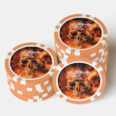 Persoonlijke vlammende schedel in de ruimte poker chips (Opstapeling)