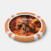 Persoonlijke vlammende schedel in de ruimte poker chips (Enkel)