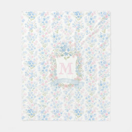 Persoonlijke vliesdeken met bloemenmonogram fleece deken