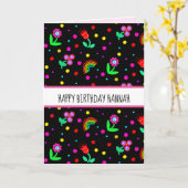 Persoonlijke vlinder blij gefeliciteerd op zaterda kaart (Gele Bloem)