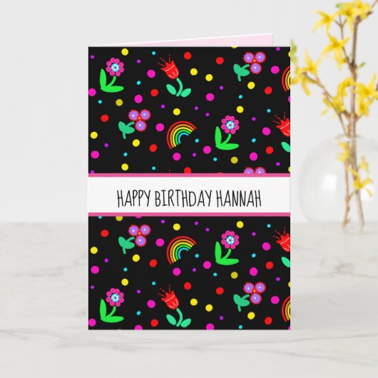 Persoonlijke vlinder blij gefeliciteerd op zaterda kaart (Gele Bloem)