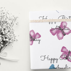 Persoonlijke Vlinder Gelukkige Verjaardag Cadeaupapier